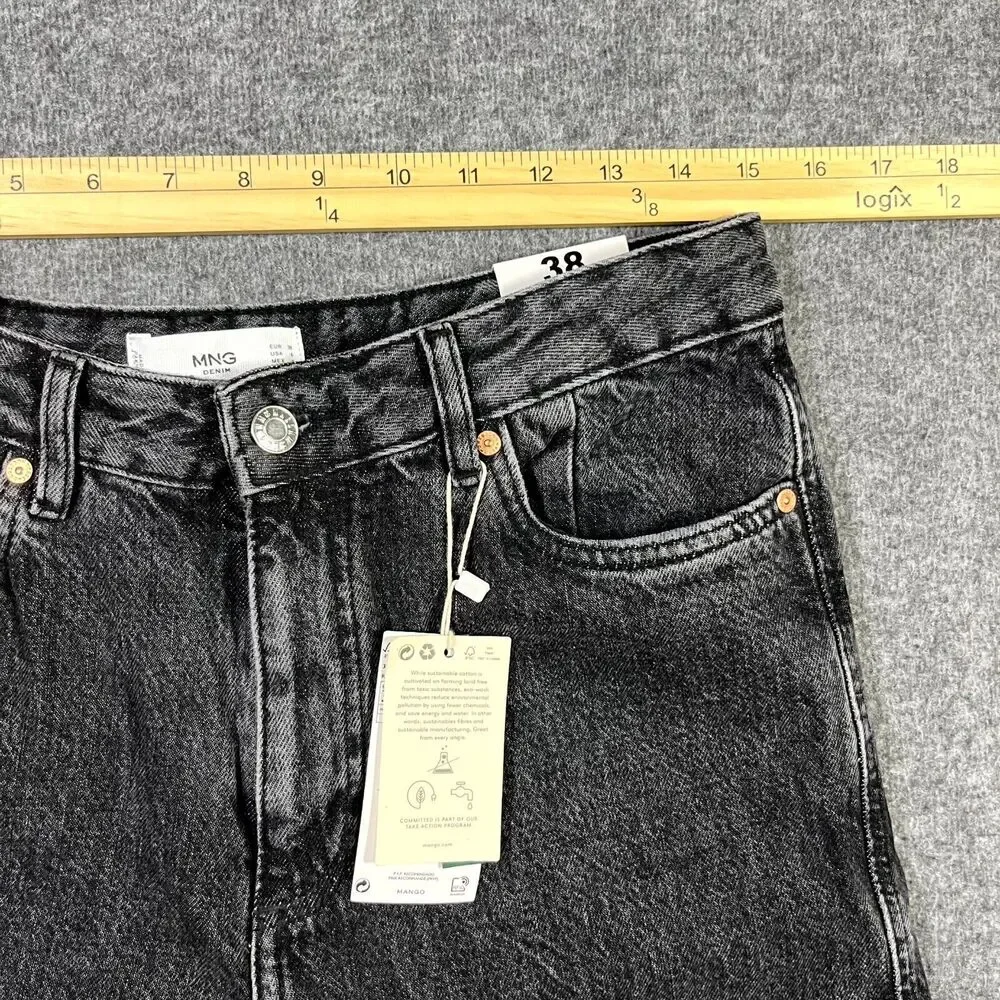 MNG Mango High Waist Tapered Fit Jeans Black Womens Size USA 6 EUR 38 (30x30) - Picture 5 of 15